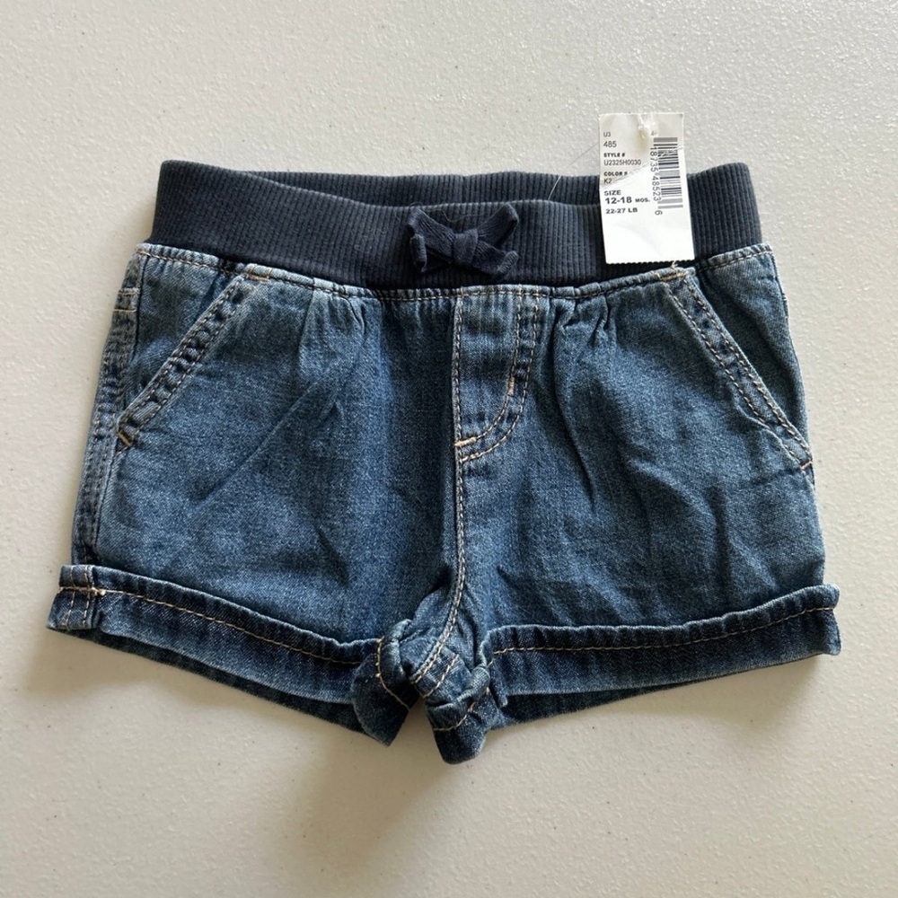 (NWT) The Children’s Place Girl’s 100% Cotton Denim Shorts, 12-18 Months